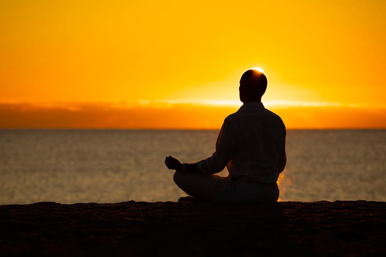 Meditation at sunset